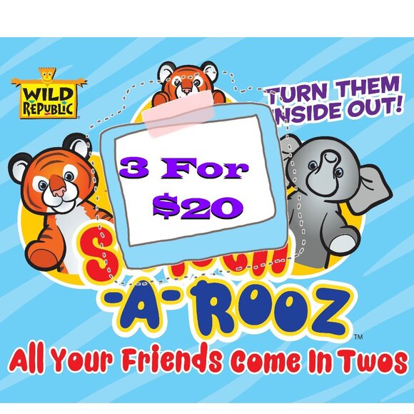 🔥3 For $20🔥 New w/Tag Panda Reversible Plush Switch-A-Rooz 8" (20 cm) - Picture 2 of 16